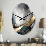 Shapes And Lines Abstract Marble II - Asymmetric Metal Wall Clock