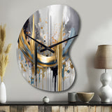 Shapes And Lines Abstract Marble III - Asymmetric Metal Wall Clock