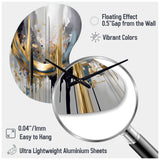 Shapes And Lines Abstract Marble III - Asymmetric Metal Wall Clock