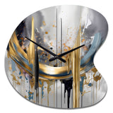 Shapes And Lines Abstract Marble III - Asymmetric Metal Wall Clock