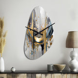 Shapes And Lines Abstract Marble III - Asymmetric Metal Wall Clock
