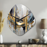 Shapes And Lines Abstract Marble III - Asymmetric Metal Wall Clock
