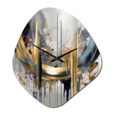 Shapes And Lines Abstract Marble III - Asymmetric Metal Wall Clock