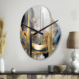 Shapes And Lines Abstract Marble III - Asymmetric Metal Wall Clock