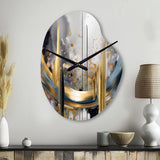 Shapes And Lines Abstract Marble III - Asymmetric Metal Wall Clock