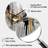 Shapes And Lines Abstract Marble III - Asymmetric Metal Wall Clock