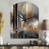 Shapes And Lines Abstract Marble IV - Asymmetric Metal Wall Clock