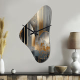 Shapes And Lines Abstract Marble IV - Asymmetric Metal Wall Clock