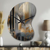 Shapes And Lines Abstract Marble IV - Asymmetric Metal Wall Clock
