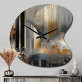 Shapes And Lines Abstract Marble IV - Asymmetric Metal Wall Clock
