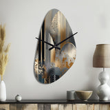Shapes And Lines Abstract Marble IV - Asymmetric Metal Wall Clock