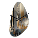 Shapes And Lines Abstract Marble IV - Asymmetric Metal Wall Clock