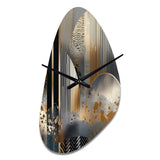 Shapes And Lines Abstract Marble IV - Asymmetric Metal Wall Clock