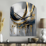 Shapes And Lines Abstract Marble V - Asymmetric Metal Wall Clock