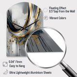 Shapes And Lines Abstract Marble V - Asymmetric Metal Wall Clock