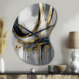 Shapes And Lines Abstract Marble V - Asymmetric Metal Wall Clock