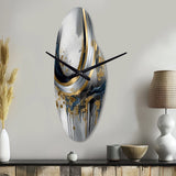 Shapes And Lines Abstract Marble V - Asymmetric Metal Wall Clock