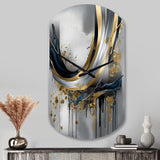 Shapes And Lines Abstract Marble V - Asymmetric Metal Wall Clock