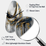 Shapes And Lines Abstract Marble V - Asymmetric Metal Wall Clock