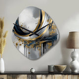 Shapes And Lines Abstract Marble V - Asymmetric Metal Wall Clock