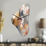 Soft Colors Shapes And Lines Marble I - Asymmetric Metal Wall Clock