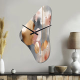 Soft Colors Shapes And Lines Marble I - Asymmetric Metal Wall Clock