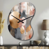 Soft Colors Shapes And Lines Marble I - Asymmetric Metal Wall Clock