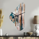 Soft Colors Shapes And Lines Marble IV - Asymmetric Metal Wall Clock