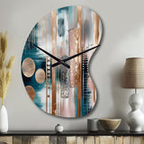 Soft Colors Shapes And Lines Marble IV - Asymmetric Metal Wall Clock