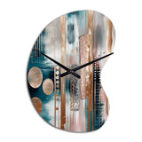 Soft Colors Shapes And Lines Marble IV - Asymmetric Metal Wall Clock