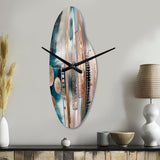 Soft Colors Shapes And Lines Marble IV - Asymmetric Metal Wall Clock
