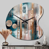Soft Colors Shapes And Lines Marble IV - Asymmetric Metal Wall Clock