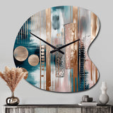Soft Colors Shapes And Lines Marble IV - Asymmetric Metal Wall Clock