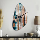 Soft Colors Shapes And Lines Marble IV - Asymmetric Metal Wall Clock