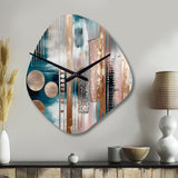 Soft Colors Shapes And Lines Marble IV - Asymmetric Metal Wall Clock