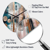 Soft Colors Shapes And Lines Marble IV - Asymmetric Metal Wall Clock