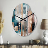 Soft Colors Shapes And Lines Marble IV - Asymmetric Metal Wall Clock