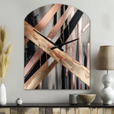Metallic Stripes And Circles III - Asymmetric Metal Wall Clock