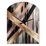 Metallic Stripes And Circles III - Asymmetric Metal Wall Clock