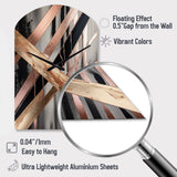 Metallic Stripes And Circles III - Asymmetric Metal Wall Clock