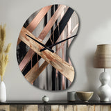 Metallic Stripes And Circles III - Asymmetric Metal Wall Clock