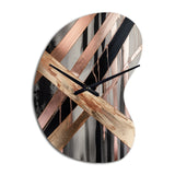 Metallic Stripes And Circles III - Asymmetric Metal Wall Clock