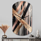 Metallic Stripes And Circles III - Asymmetric Metal Wall Clock