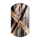 Metallic Stripes And Circles III - Asymmetric Metal Wall Clock