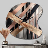 Metallic Stripes And Circles III - Asymmetric Metal Wall Clock