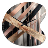 Metallic Stripes And Circles III - Asymmetric Metal Wall Clock