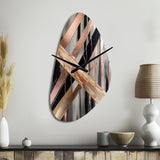 Metallic Stripes And Circles III - Asymmetric Metal Wall Clock