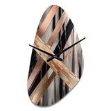 Metallic Stripes And Circles III - Asymmetric Metal Wall Clock