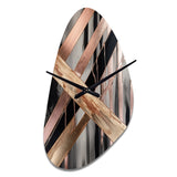 Metallic Stripes And Circles III - Asymmetric Metal Wall Clock