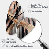 Metallic Stripes And Circles III - Asymmetric Metal Wall Clock